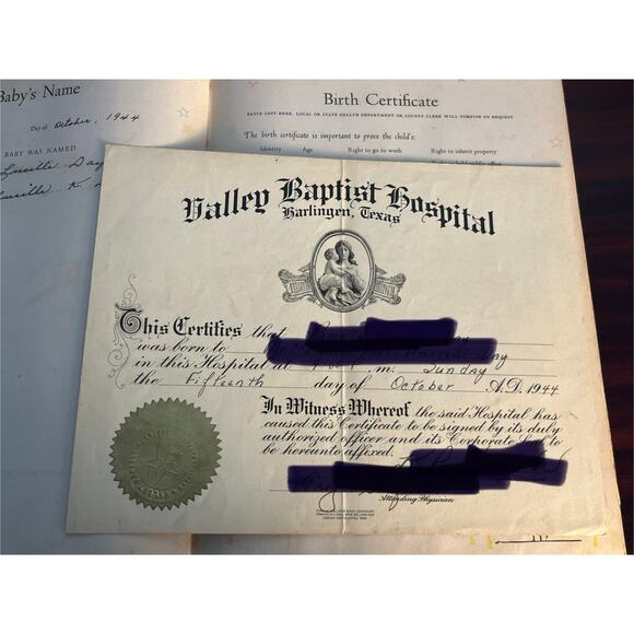 Vintage Baby Book Filled Out Baby Pictures Birth Certificate Baby Cards 1944 - Picture 6 of 8